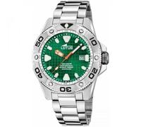 LOTUS Reloj Hombre Analógico de Acero Inoxidable 316l Plateado - Movimiento de Cuarzo - Calendario - Cristal Zafiro de Alta Resistencia - Resistente al Agua 20 ATM 18929/C Diver