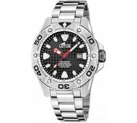 LOTUS Reloj Hombre Analógico de Acero Inoxidable 316l Plateado - Movimiento de Cuarzo - Calendario - Cristal Zafiro de Alta Resistencia - Resistente al Agua 20 ATM 18929/D Diver