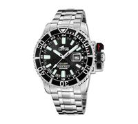 LOTUS Reloj Hombre Analógico de Acero Inoxidable 316l Plateado - Movimiento de Cuarzo - Calendario - Cristal Zafiro de Alta Resistencia - Resistente al Agua 30 ATM 18938/4 Diver