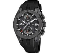 LOTUS Reloj Hombre Analógico de Acero Inoxidable y Caucho Negro | Movimiento de Cuarzo, Cronógrafo, Calendario, Cristal Mineral de Alta Resistencia, Resistente al Agua 10 ATM 18943/6 Vortex