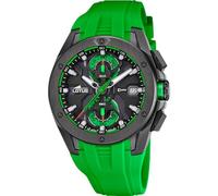 LOTUS Reloj Hombre Analógico de Caucho Verde - Movimiento de Cuarzo - Cronógrafo - Calendario - Cristal Mineral de Alta Resistencia - Resistente al Agua 10 ATM 18943/4 Vortex