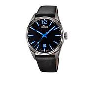 LOTUS Reloj Hombre Analógico de Cuero Negro - Movimiento de Cuarzo - Calendario - Cristal Mineral de Alta Resistencia - Resistente al Agua 10 ATM Clásico 18685/6 Minimalist