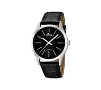 LOTUS Reloj Hombre Analógico de Cuero Negro - Movimiento de Cuarzo - Cristal Mineral de Alta Resistencia - Resistente al Agua 5 ATM Clásico 15961/3 Minimalist