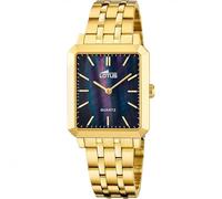 LOTUS Reloj Mujer Analógico de Acero Inoxidable 316l Dorado - Movimiento de Cuarzo - Cristal Mineral de Alta Resistencia - Resistente al Agua 5 ATM 18982/3 - Square Series
