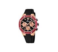 LOTUS Reloj Mujer Analógico de Caucho Negro - Movimiento de Cuarzo Cronógrafo - Cristal Mineral de Alta Resistencia - Resistente al Agua 5 ATM - Special Prices 18877/1