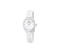 LOTUS Reloj Mujer Analógico de Cuero Blanco - Movimiento de Cuarzo - Cristal Mineral de Alta Resistencia - Resistente al Agua 5 ATM - Elegante, Clásico y Vintage 19027/1 - Old Money