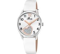 LOTUS Reloj Niña Analógico de Acero Inoxidable y Cuero Blanco | Movimiento de Cuarzo, Reloj Infantil, Cristal de Alta Resistencia, Resistente al Agua 5 ATM, 18406/E, Junior Collection