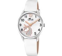 LOTUS Reloj Niña Analógico de Acero Inoxidable y Cuero Blanco | Movimiento de Cuarzo, Reloj Infantil, Cristal de Alta Resistencia, Resistente al Agua 5 ATM, 18406/K, Junior Collection