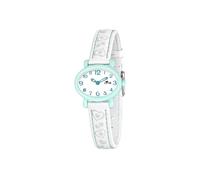 LOTUS Reloj Infantil 15766/7 Outlet Caja de Acero Inoxidable 316l Gris Plata Correa de Cuero Blanco