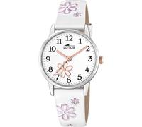 Lotus Reloj infantil 18863/1 — Caja acero 316L plateado, correa cuero blanco, cuarzo, 5 ATM