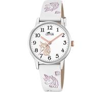 LOTUS Reloj Niña Analógico de Cuero Blanco - Movimiento de Cuarzo - Cristal Mineral de Alta Resistencia - Resistente al Agua 5 ATM - Clásico 18865/1 - con Pulsera de Regalo - Junior Collection