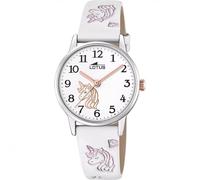 Lotus Reloj infantil 18865/1 Junior Caja acero inoxidable 316L plateada correa cuero blanco