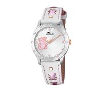 LOTUS Reloj Infantil 18657/B Junior Collection Caja de Acero Inoxidable 316l Plateado Correa de Cuero Blanco