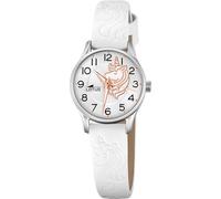 LOTUS Reloj Niña Analógico de Cuero Blanco - Movimiento de Cuarzo - Reloj Infantil - Cristal de Alta Resistencia - Clásico 18573/F - con Pulsera de Regalo - Junior Collection