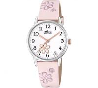LOTUS Reloj Niña Analógico de Cuero Rosa - Movimiento de Cuarzo - Cristal Mineral de Alta Resistencia - Resistente al Agua 5 ATM - Clásico 18863/2 - con Pulsera de Regalo - Junior Collection