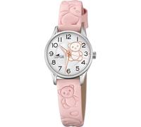 LOTUS Reloj Niña Analógico de Cuero Rosa - Movimiento de Cuarzo - Reloj Infantil - Cristal de Alta Resistencia - Clásico 18573/G - con Pulsera de Regalo - Junior Collection