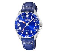 LOTUS Reloj Niño Analógico de Acero Inoxidable y Cuero Azul | Movimiento de Cuarzo, Reloj Infantil, Cristal Mineral de Alta Resistencia, Resistente al Agua 5 ATM 18861/1