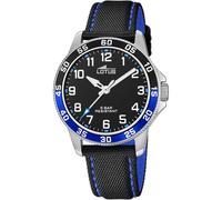 LOTUS Reloj Niño Analógico de Acero Inoxidable y Cuero Negro
