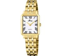 LOTUS Reloj para Mujer Chapado en Oro, Esfera Blanca con Números Romanos, Pulsera de Acero Dorada, Cuarzo, Modelo 19009/7