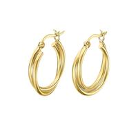 LOTUS SILVER Aros de Plata Mujer LP3385-4/2 - Pendientes Plata de Ley 925 - Ligeros, Cómodos y Resistentes - Cierre Seguro de Clip - Aros Dorados Mujer - Hoops - Argollas