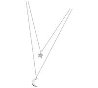 Lotus Silver Collar Zafiros Zircón 925 Plata Luna Y Estrella Blanco JLP1680-1-4