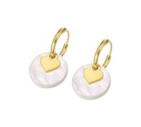 LOTUS SILVER Pendientes Dorados Mujer LP3439-4/1 Plata de Ley 925 ml - Ligeros, Cómodos y Resistentes - Cierre Seguro Africano - Aretes de Mujer tipo Aro con Colgante - Nácar- Special Prices
