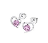 LOTUS SILVER Pendientes Mujer Plata de Ley 925 ml LP3106-4/2 - Corazón - Ligeros, Cómodos y Resistentes - Cierre Seguro - Aretes de Mujer con Circonitas Engastadas - Colors