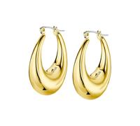 LOTUS STYLE Aros Pendientes Acero Inoxidable Mujer LS2349-4/2 - Ligeros, Cómodos y Resistentes - Cierre Seguro Catalán - Aros Dorados Mujer - Urban Woman - Pendientes Acero Dorado