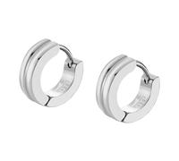LOTUS STYLE Pendientes Aro Hombre - Aros Acero Inoxidable 316L - Cierre Seguro - Cómodos y Resistentes - Aros Hombre Plateados 11.75 mm Special Prices LS2156-4/1