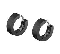LOTUS STYLE Pendientes Aro Hombre - Aros Acero Inoxidable 316L - Cierre Seguro - Ligeros, Cómodos y Resistentes - Aros Hombre Negros 11.75 mm LS2160-4/5