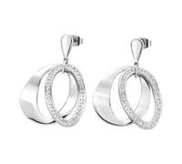 LOTUS STYLE Pendientes Mujer LS1672-4/1 Acero circonitas - Ligeros, Cómodos y Resistentes - Cierre Seguro de Presión - Aretes de Mujer