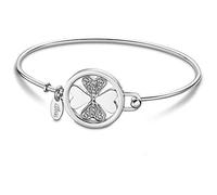 LOTUS STYLE Pulsera Acero Inoxidable Mujer LS2014-2/1 - Pulsera Trébol 4 Hojas con Amuleto de la Suerte - Pulido y Acabado Refinado 6,46 cm - Ideal para Regalo de Cumpleaños y Ocasiones Especiales