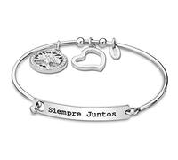 LOTUS STYLE Pulsera Acero Inoxidable Mujer LS2017-2/2 Corazón - Sofisticado Brazalete con Pulido y Acabado Refinado 6,1 cm - Ideal para Regalo de Cumpleaños - Aniversario - Ocasiones Especiales