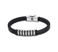 LOTUS STYLE Pulsera de piel LS1827-2/1 para mujer/hombre, color negro, D2JLS1827-2-1, un bonito regalo para Navidad, cumpleaños, día de San Valentín para la mujer, para el hombre, 22 centimeters,