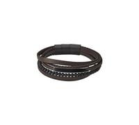 LOTUS STYLE Pulsera Hombre Cuero Brazalete de Diseño Sofisticado, Resistente y Confortable - Pulseras Hombre - Marrón 218.00 mm LS2144-2/3 - Regalo de Cumpleaños, Día del Padre