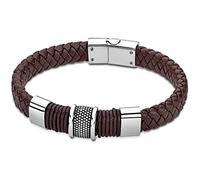 LOTUS STYLE Pulsera Hombre Cuero Brazalete de Diseño Sofisticado, Resistente y Confortable - Pulseras Hombre - Marrón 215.00 mm LS2037-2/1 - Regalo de Cumpleaños, Día del Padre