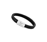 LOTUS STYLE Pulsera Hombre Cuero Brazalete de Diseño Sofisticado, Resistente y Confortable - Pulseras Hombre - Negra 208.00 mm LS2011-2/1 - Regalo de Cumpleaños, Día del Padre