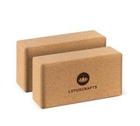 Lotuscrafts Bloque de Yoga de Corcho Supra Grip - fabricación ecológica - bloque de yoga de corcho natural - bloque de corcho para yoga y pilates - pack doble