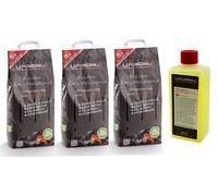 LotusGrill Carbón Madera de Haya 3X 2,5 KG Saco Incl. Pasta Quemar 500ML