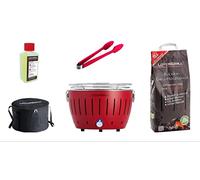 LotusGrill Juego de barbacoa de carbón vegetal pequeño y compacto con 1 kg de carbón vegetal de haya, 200 ml de pasta combustible, 1 cuchillo multiusos y 1 bolsa