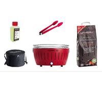LotusGrill para juego de inicio 1x LotusGrill XL Rojo fuego 1x Carbón madera de haya 1kg,1x Pasta de quemar 200ml,1x Pinzas de salchicha Naranja,1x bolsa de transporte XL