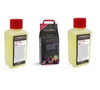 LotusGrill Saco de carbón vegetal de haya de 2,5 kg, incluye 2 unidades de pasta combustible LotusGrill de 200 ml, ambas desarrolladas para un asado a la parrilla sin humo con LotusGrill