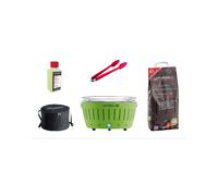 LotusGrill XL Starter Juego de 1 x lotusgrill XL cal verde 1 x haya Carbón vegetal 1 kg, 1 x quemar 200 ml, 1 x salchichas Alicate Naranja, 1 x bolsa