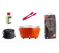 LotusGrill XL Starter Juego de 1 x lotusgrill XL Color Naranja 1 x haya Carbón vegetal 1 kg, 1x quemar 200ml, 1x salchichas Alicate, 1x bols