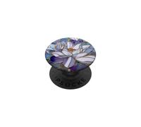 LotusWhite Vibrant Aesthetic White Lotus Stained Glass Aqua PopSockets PopGrip Adhesivo