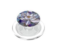 LotusWhite Vibrant Aesthetic White Lotus Stained Glass Aqua PopSockets PopGrip para MagSafe