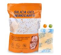 LOTUSWILD Gel de sílice regenerable bolsa de gel de sílice desecante con perlas de naranja, indicador de humedad, deshumidificador para absorción de humedad segura para almacenamiento en seco Un (20
