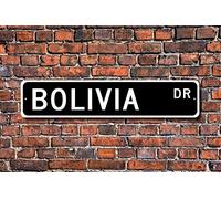 Lotusworld Cartel de Bolivia para decoración de pared con texto en inglés "Bolivia", de metal, de 4 x 16 pulgadas