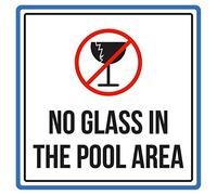 Lotusworld Cartel de estaño con texto en inglés "No Glass In The Pool Area Spa Advertencia Cuadrada 30,5 x 30,5 cm
