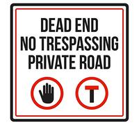 Lotusworld Cartel de metal con texto en inglés "Dead End No Trespassing Private Road Warning Square" (30,5 x 30,5 cm)